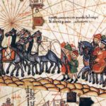 قافلة تجارية على طريق الحرير كما صورتها مخطوطة تاريخية